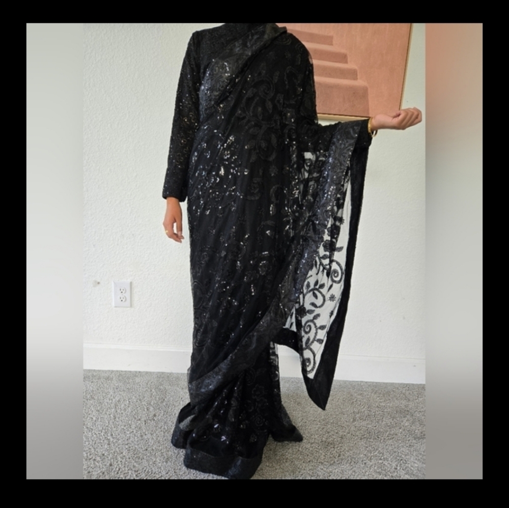 Black net saree